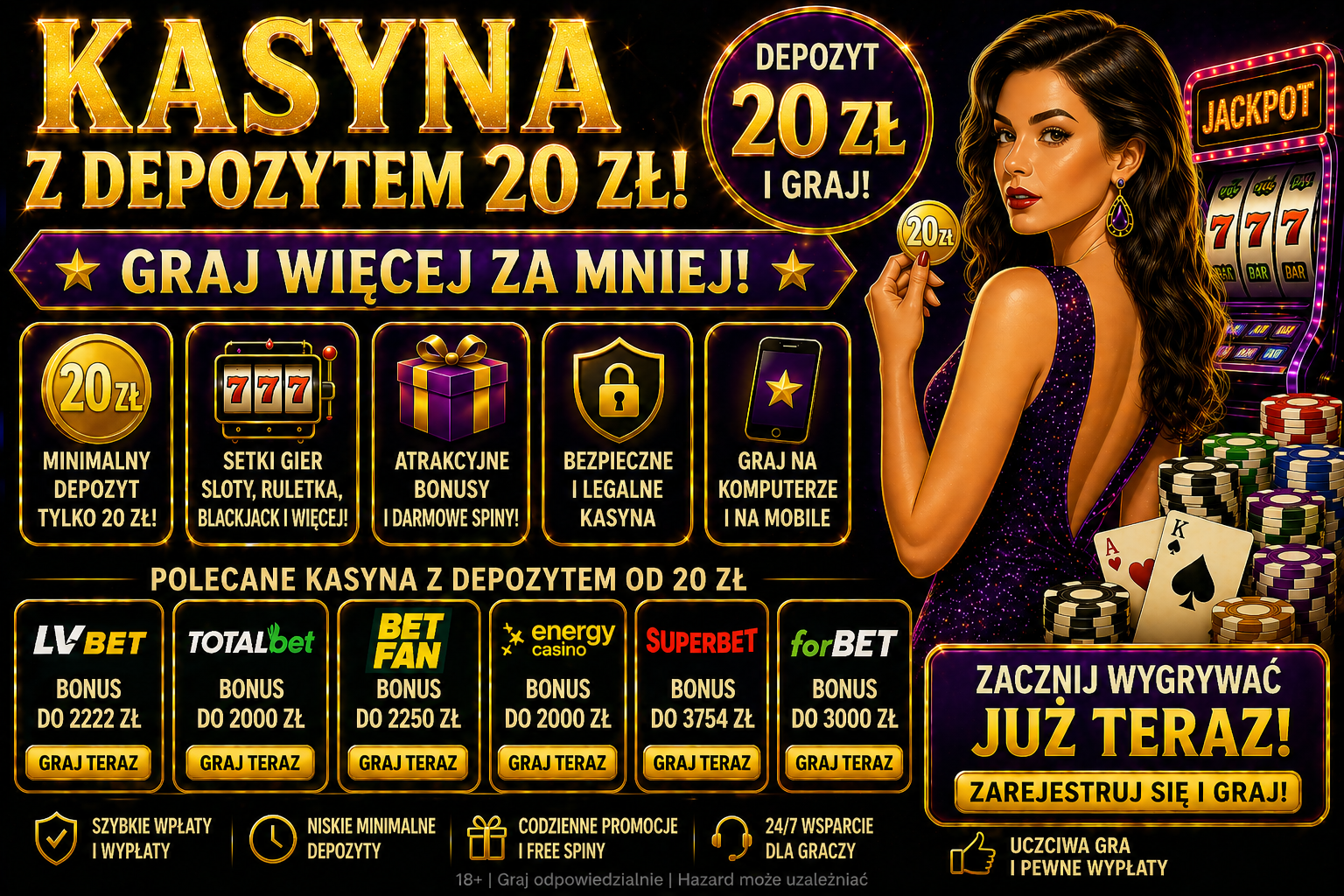Kasyna z depozytem 20 zł