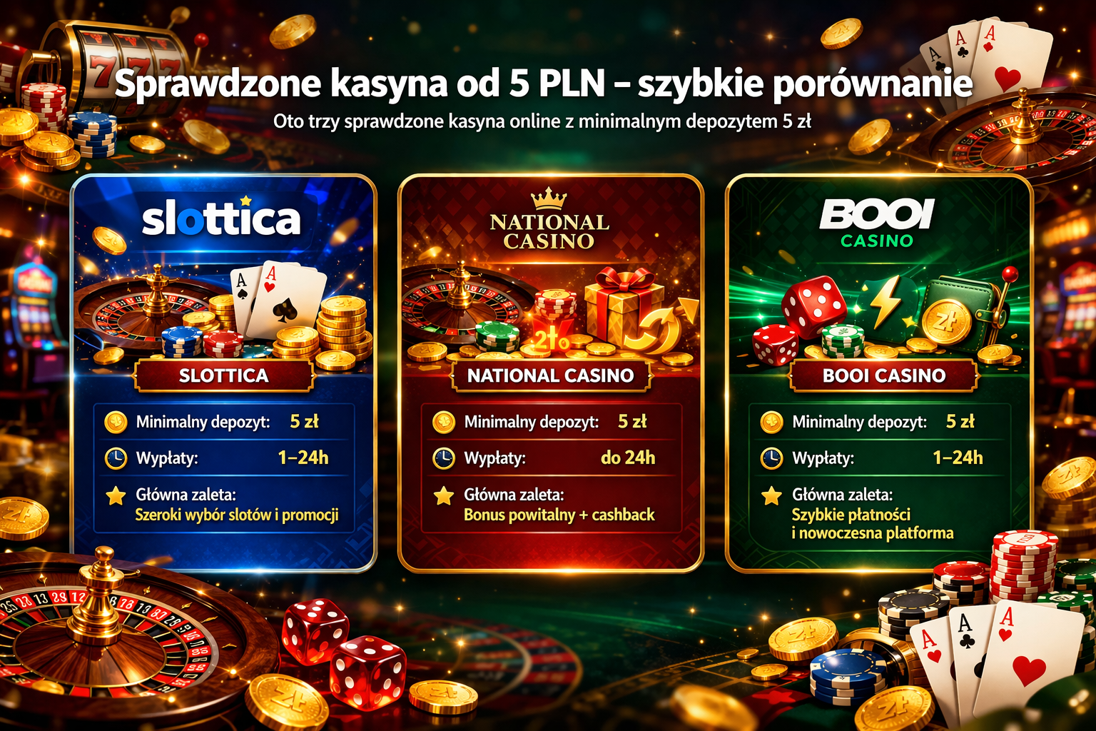 Sprawdzone kasyna online depozyt 5 PLN
