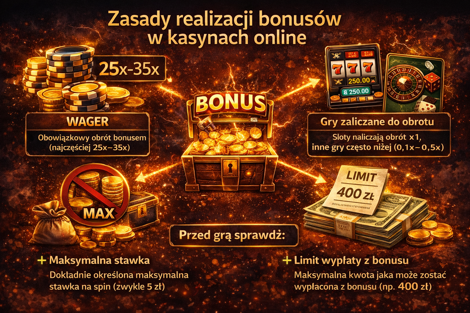 Zasady korzystania z bonusów kasynowych przy depozycie 20 zł